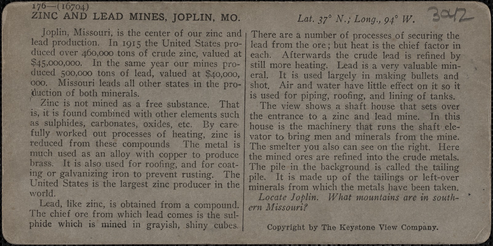 Zinc and lead mines, Joplin, Mo.