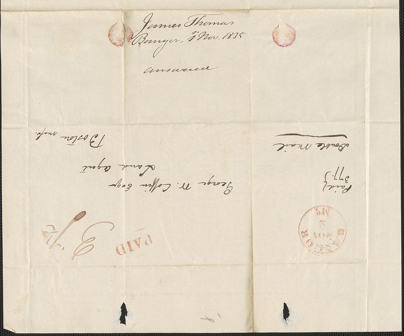 James Thomas to George Coffin, 1 November 1835 - Digital Commonwealth