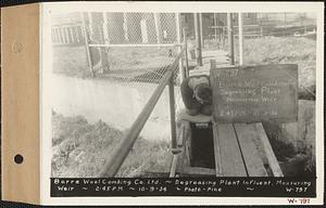 Degreasing Plant influent, measuring weir, Barre Wool Combing Co., Barre, Mass., 2:45 PM, Oct. 9, 1934