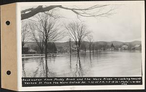 Backwater from Muddy Brook and the Ware River, looking towards Vernon Street from the Ware-Enfield Road, Ware, Mass., 12:05 PM, Mar. 19, 1936