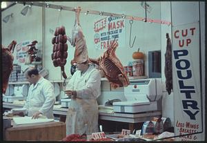 Butcher shop display of meat