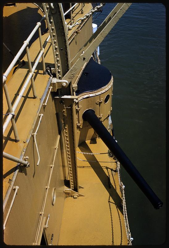 Close view of metal side of USS Olympia, Philadelphia Maritime Museum