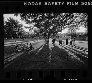 Students gather for evening classes at Dean Junior College, Franklin, MA