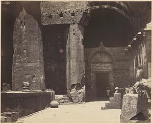 View of the entrance to the main chaitya hall, Karli Caves, India