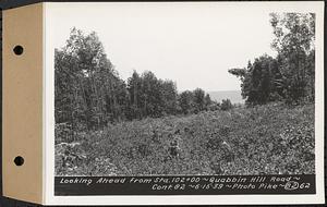 Contract No. 82, Constructing Quabbin Hill Road, Ware, looking ahead from Sta. 102+00, Ware, Mass., Jun. 15, 1939