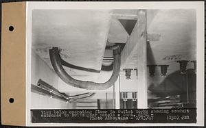 Contract No. 150, Installation of a Waterwheel, Generator, Switchgear, Transformer, Substation, and the Construction of a Transmission Line, Winsor Dam Power Plant, Belchertown, view below operating floor in Outlet Works showing conduit entrance to switchgear panels, Winsor Dam, Quabbin Reservoir, Belchertown, Mass., Jan. 13, 1947