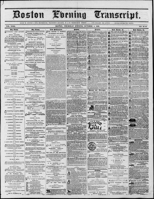 Boston Evening Transcript. October 04, 1860 - Digital Commonwealth