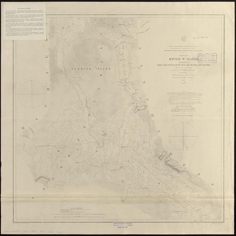 Chart no. 2 of River Ste. Marie including the part from the entrance of Mud Lake to the East Neebish