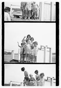 Group portraits near pond or beach