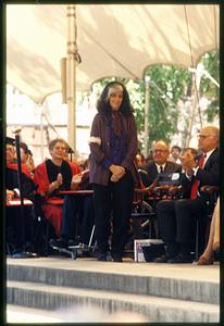 Cambridge, MA Harvard U 1993: Susan Sontag stands at commencement