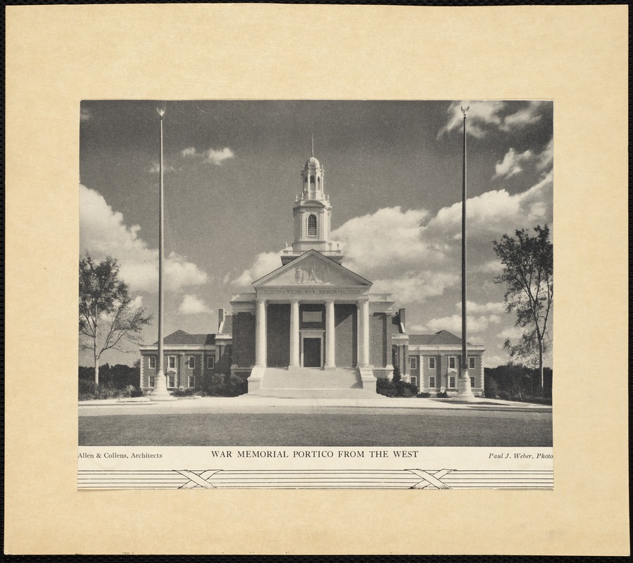 Newton City Hall. Newton, MA. War memorial from west Digital Commonwealth
