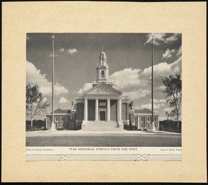 Newton City Hall. Newton, MA. War memorial from west