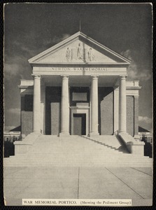 Newton City Hall. Newton, MA. War memorial from west