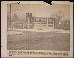 Fire Department. Newton, MA. New Newton Corner fire station, from newspaper