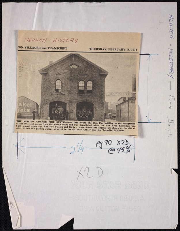 Fire Department. Newton, MA. Old Newton Corner fire station, from