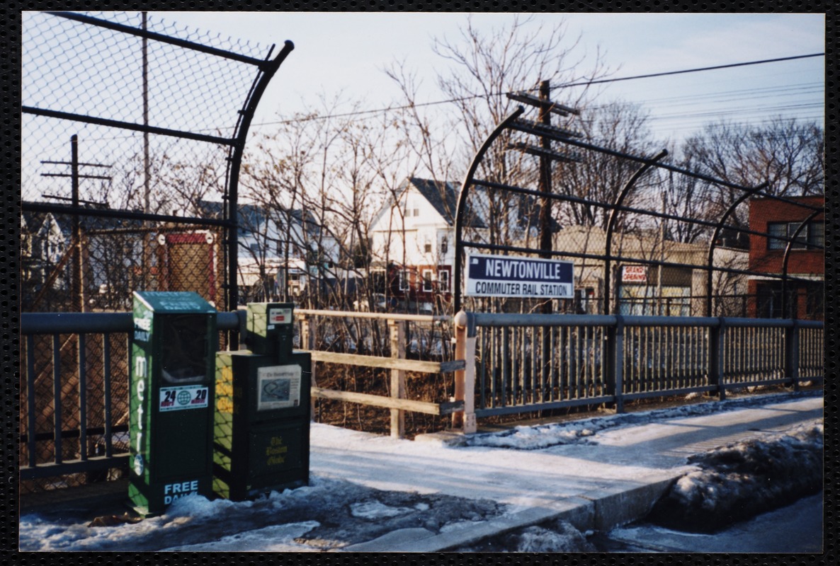 Houses. Newton, MA. Commuter rail station, Harvard St.