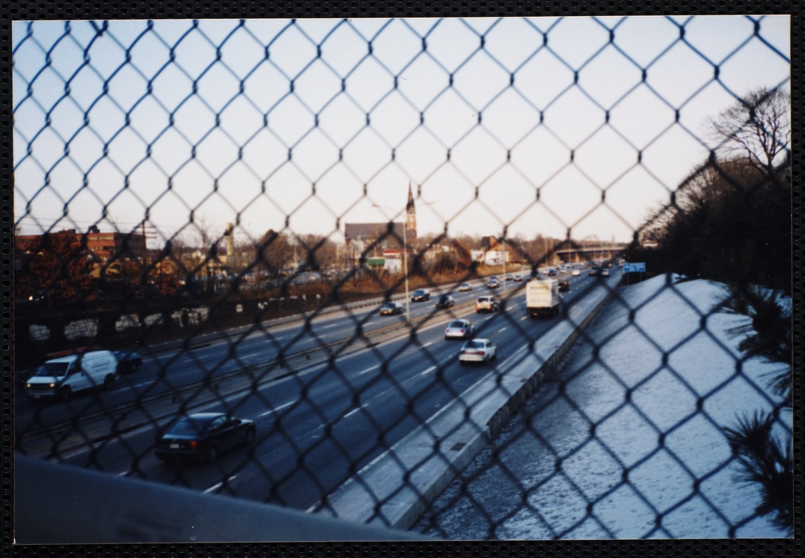 Houses. Newton, MA. Mass Pike from Harvard St.