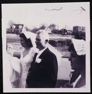 Houses. Newton, MA. Bride at wedding