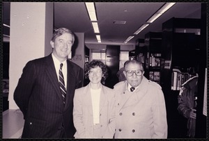 Newton Freel Library, Newton, MA. PR pictures. Governor Weld, K. Glick-Weil, Mayor Theodore Mann