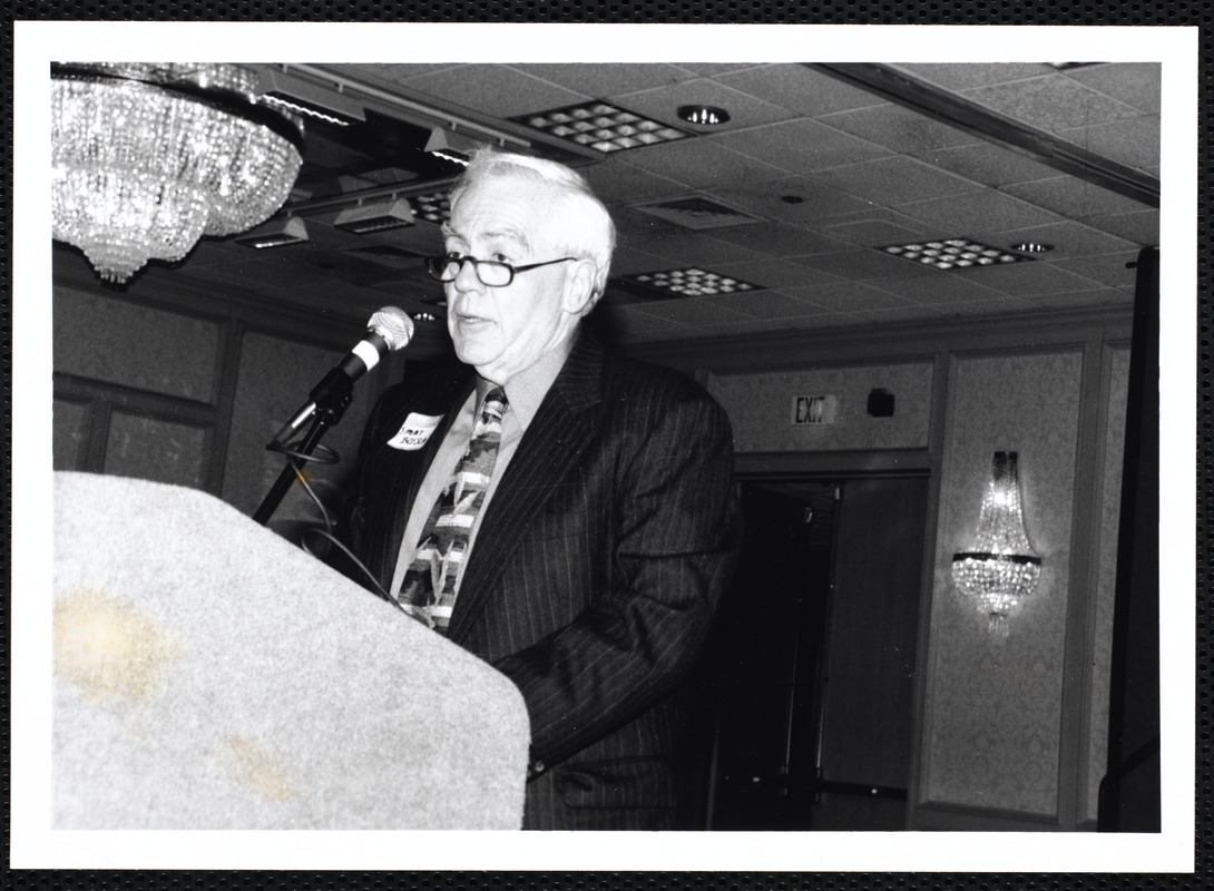 Newton Free Library, Newton, MA. PR pictures. Jimmy Breslin, speaker at Library Lover's Ball