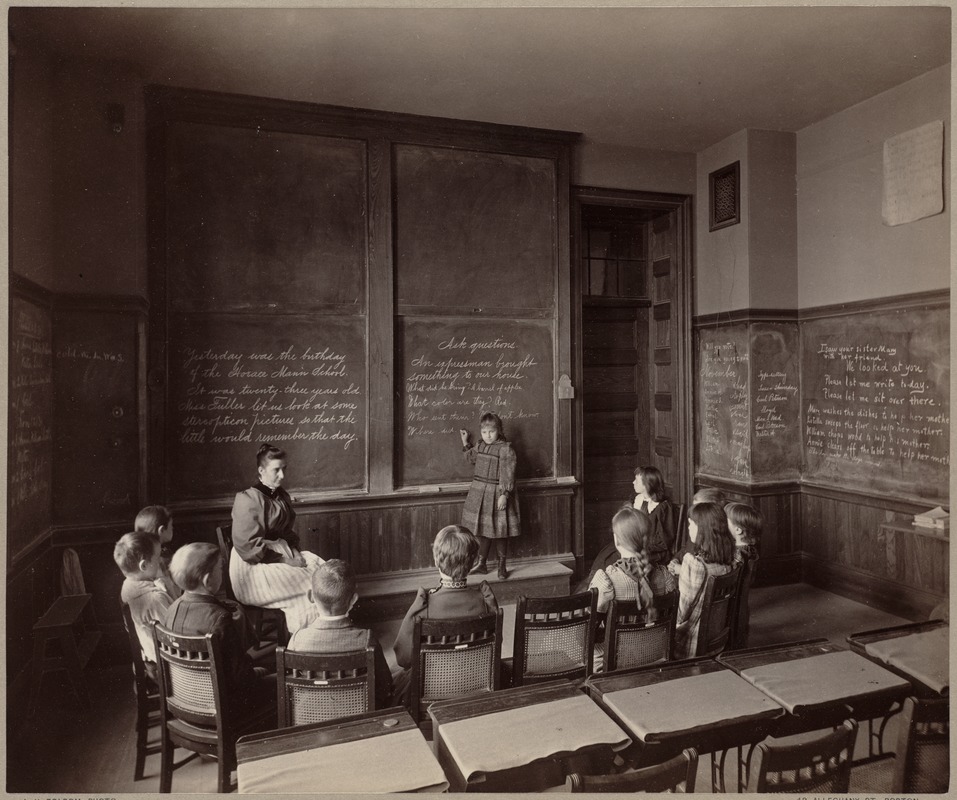 Horace Mann School, Miss Fuller & class (a day after the school's twenty-third birthday)