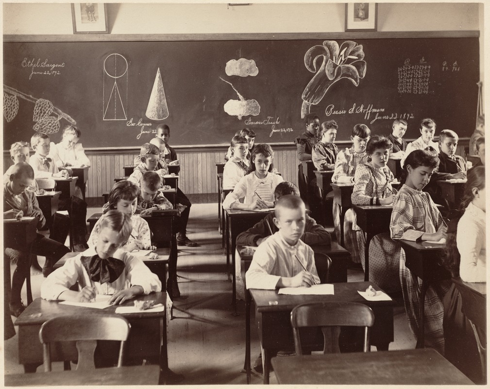 George Putnam School, Boston. Grade 7 - class 3. Observing, drawing, and describing minerals. June, 1892