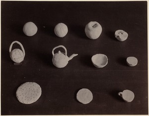 Eleven examples of modelling: Tea pots, bowls, apples, heating mats, etc. (Cutler, no. 1)