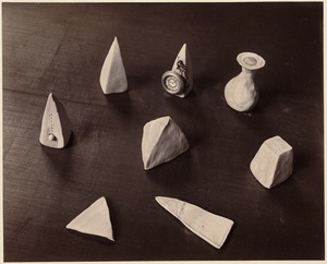 Eight examples of modelling: Clock, vase, various pointed-shaped objects (Cutler, no. 8)