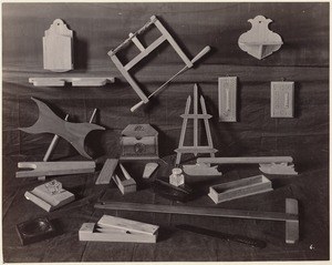 Numerous examples of wood projects & carving (extra work), F. M. Leavitts School