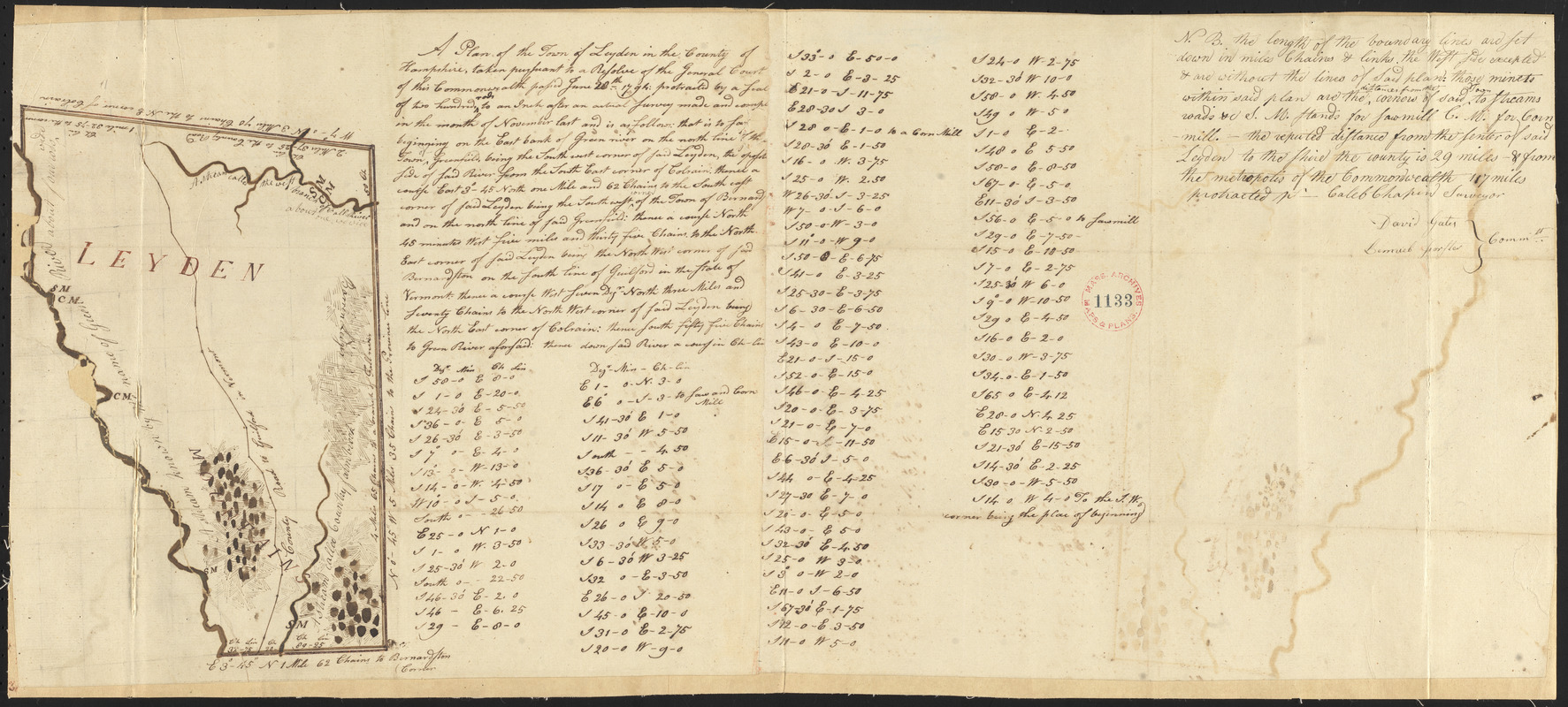 Plan of Leyden surveyed by Caleb Chapin, dated 1794-5.