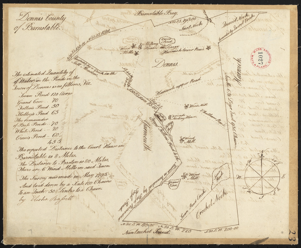 Plan of Dennis surveyed by Elisha Barrett, dated May, 1795.