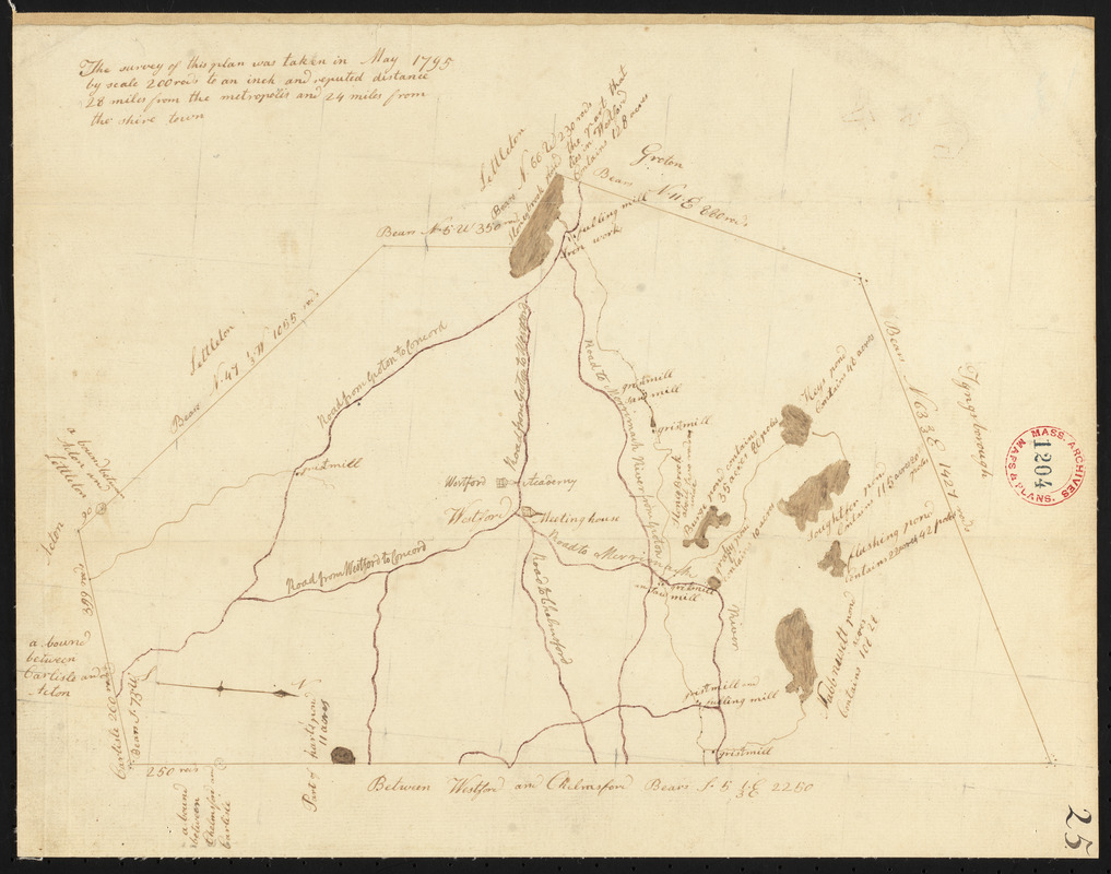 Plan of Westford, surveyor's name not given, dated May 1795.
