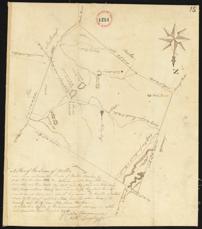 Plan of Bolton surveyed by Nathaniel Longley Jr., dated November 1794.