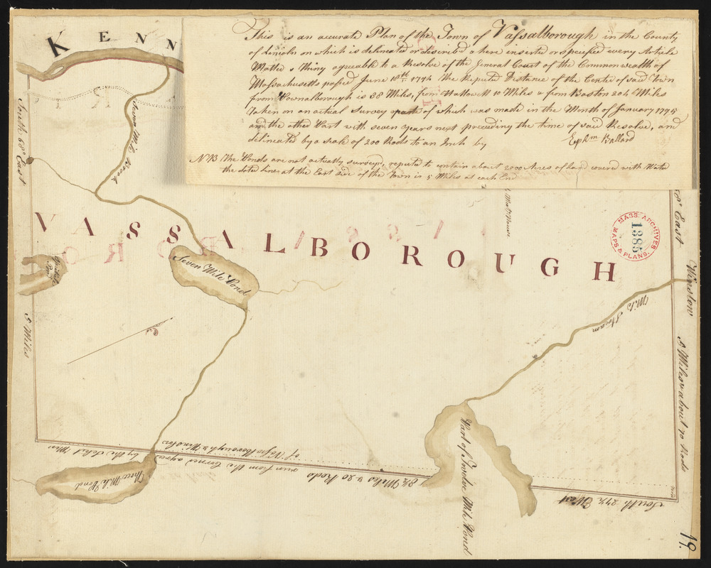 Plan of Vassalborough surveyed by Ephraim Ballard, dated January, 1795.