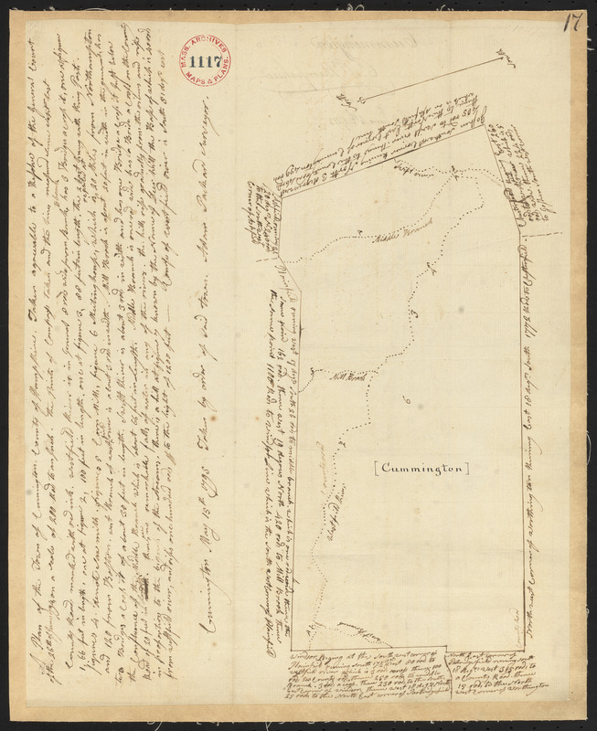 Plan of Cummington, made by Adam Packard, dated May 15, 1795.