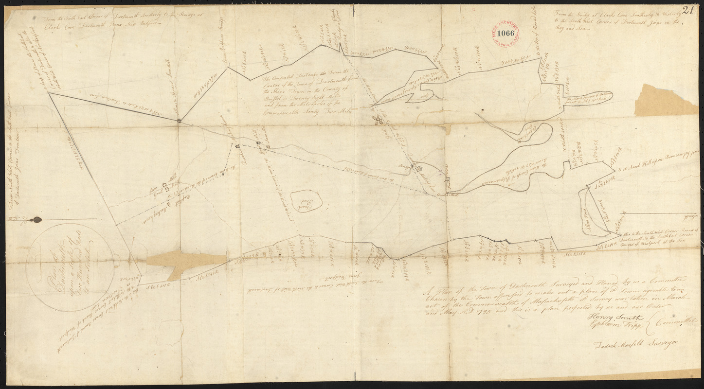 Plan of Dartmouth, made by Zedock Maxfeld, dated May, 1795.