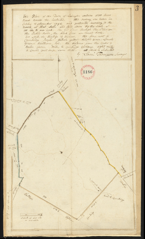 Plan of Lexington made by Samuel Thompson, dated November 1794.