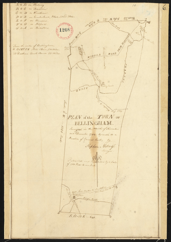 Plan of Bellingham made by Stephen Metcalf, dated December, 1794.