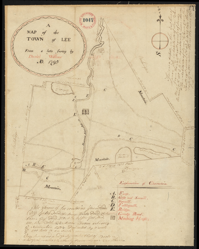 Plan of Lee made by Daniel Wilcox, dated 1795.