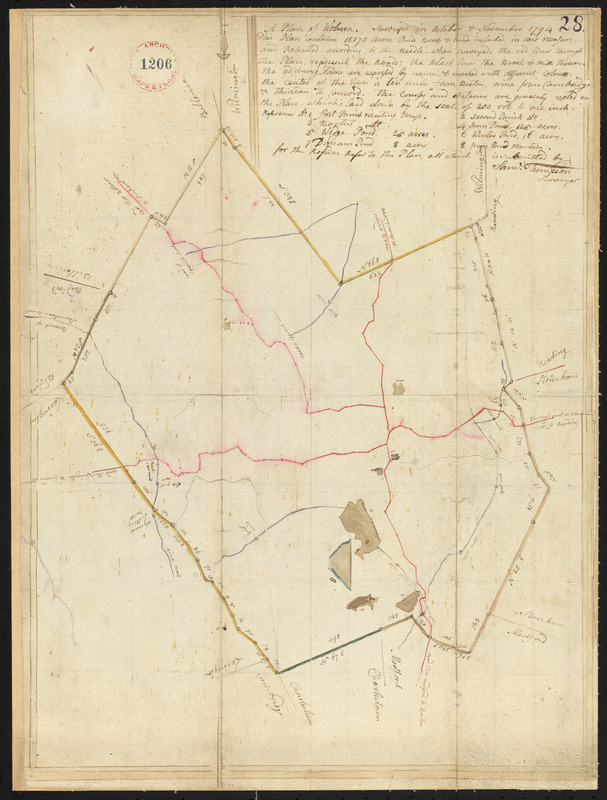 Plan of Woburn surveyed by Samuel Thompson, dated November 1794.