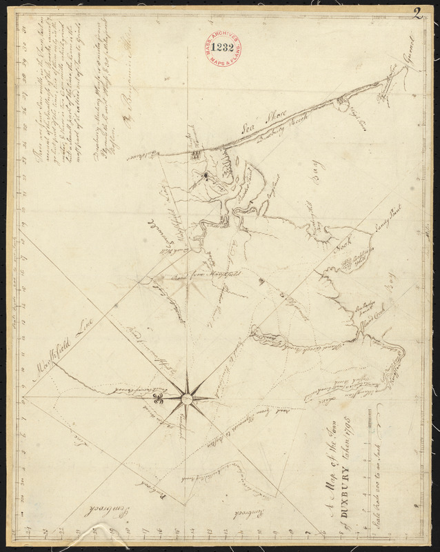 Plan of Duxbury surveyed by Alden Benjamin, dated 1795.