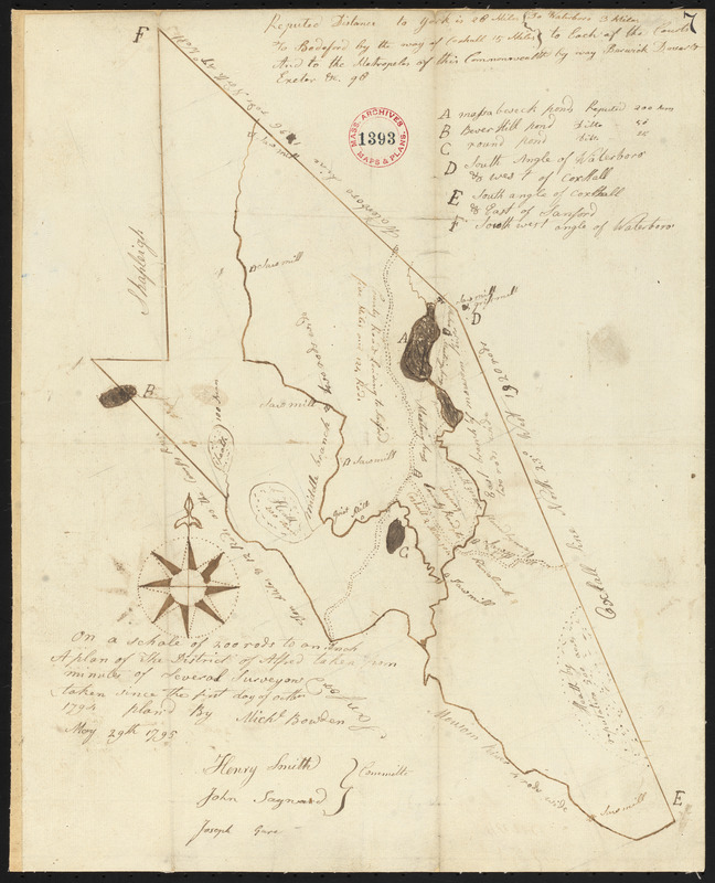 Plan of Alfred surveyed by Michel Bowden dated May 29, 1795.