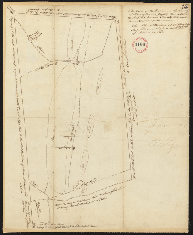 Plan of Wilbraham, surveyor's name not given, dated May 29, 1795.