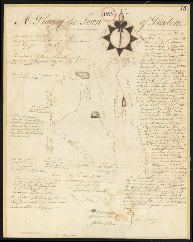 Plan of Paxton surveyed by Ephraim Carruth, dated May 23, 1795.