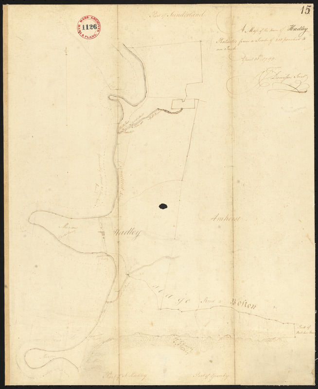 Plan of Hadley surveyed by J Denison, dated April 30, 1795.
