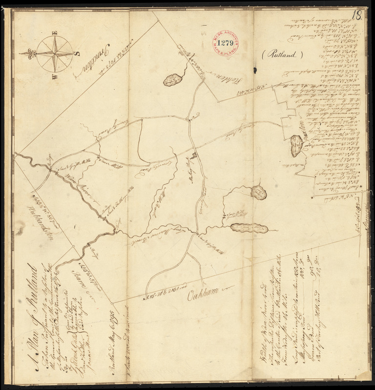 Plan of Rutland, surveyor's name not given, dated May 6, 1795.