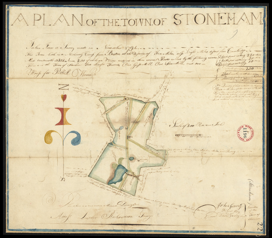 Plan of Stoneham surveyed by Luther Richardson, dated November 1794.