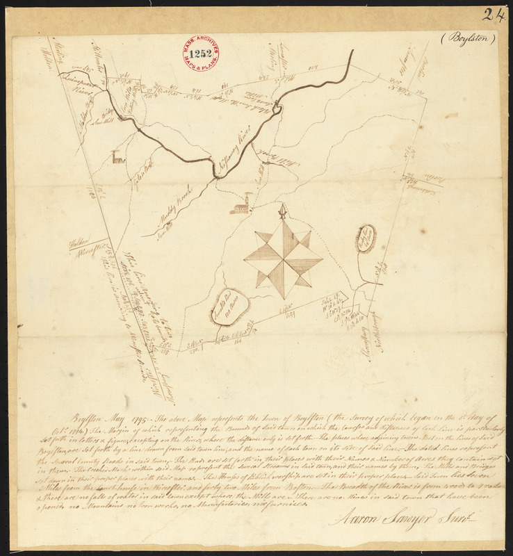 Plan of Boylston made by Aaron Sawyer, Jr. dated May, 1795.