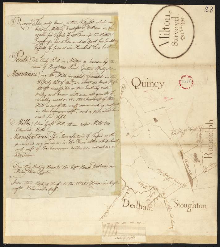 Plan of Milton, surveyor's name not given, dated 1794-5.