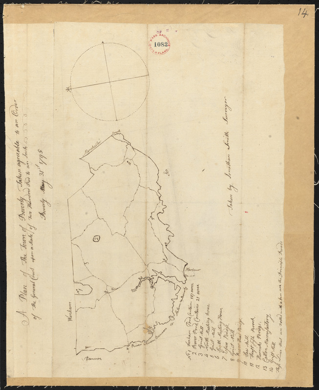 Plan of Beverly, made by Jonathan Smith, dated May 31, 1795.